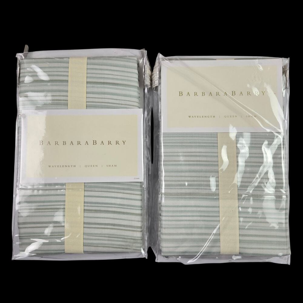 Barbara Barry Queen Pillow Sham Wavelength Green Set of 2 20X30 NEW